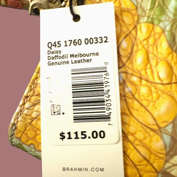 Brahmin NWT Daisy Daffodil Melbourne Genuine Leather Large Clutch Gold Hardware - Picture 4 of 12